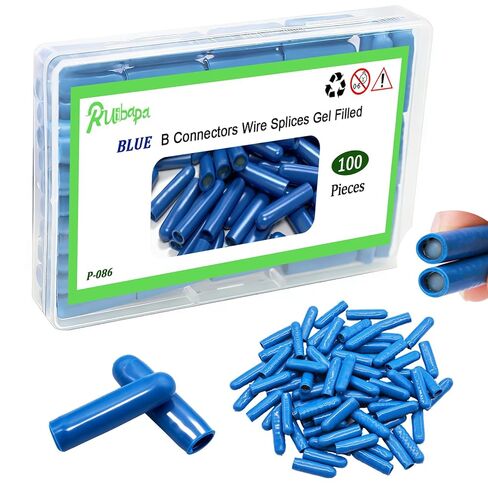 100PCS B Connectors Wire Splices Gel Filled(Blue),Low Voltage Gel Dolphin Connectors,Waterproof Electrical Wire Crimp Bean Type Cable Connector in Saudi Arabia