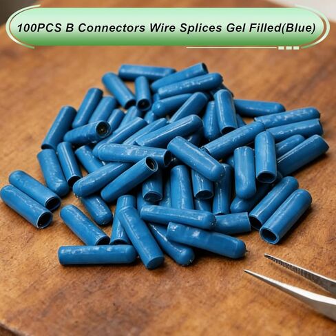 100PCS B Connectors Wire Splices Gel Filled(Blue),Low Voltage Gel Dolphin Connectors,Waterproof Electrical Wire Crimp Bean Type Cable Connector in Saudi Arabia