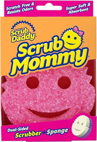 إسفنجة/مقشر تغيير الملمس ثنائي الجوانب من Scrub Daddy - جانب إسفنجة فائقة الامتصاص - Scrub Mommy (وردي) - عدد 1 in Saudi Arabia