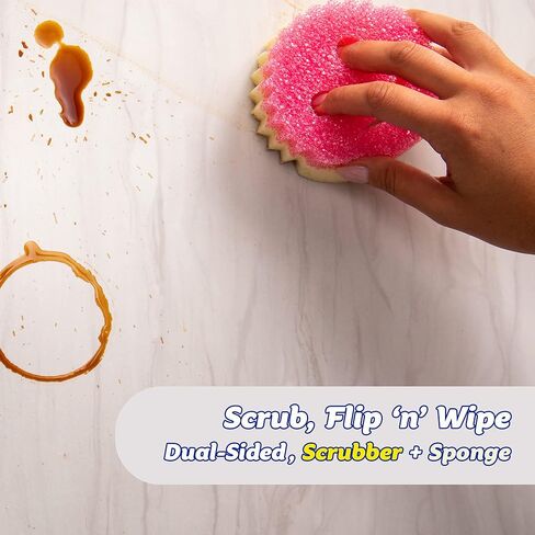 إسفنجة/مقشر تغيير الملمس ثنائي الجوانب من Scrub Daddy - جانب إسفنجة فائقة الامتصاص - Scrub Mommy (وردي) - عدد 1 in Saudi Arabia