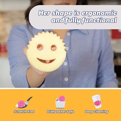 إسفنجة/مقشر تغيير الملمس ثنائي الجوانب من Scrub Daddy - جانب إسفنجة فائقة الامتصاص - Scrub Mommy (وردي) - عدد 1 in Saudi Arabia