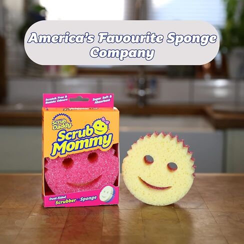 إسفنجة/مقشر تغيير الملمس ثنائي الجوانب من Scrub Daddy - جانب إسفنجة فائقة الامتصاص - Scrub Mommy (وردي) - عدد 1 in Saudi Arabia