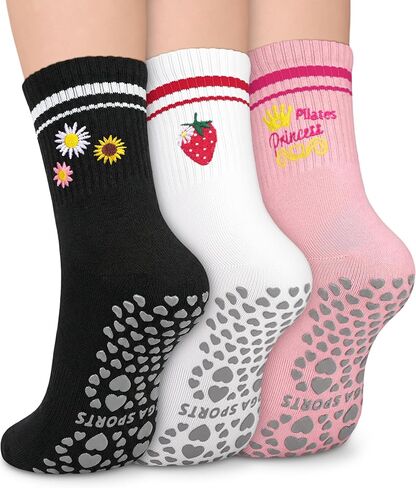 جوارب بيلاتيس للنساء ، جوارب طاقم قبضة اللطيفة اللطيفة لليوغا ، البار ، المستشفى ، تمرين حافي القدمين in Kuwait