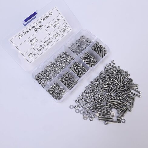 320PCS M3 Hexagon Socket Screw and Nut Set Crosshead Stainless Steel Screw DIY Home Furniture Fasteners in Saudi Arabia