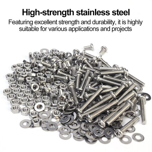 320PCS M3 Hexagon Socket Screw and Nut Set Crosshead Stainless Steel Screw DIY Home Furniture Fasteners in Saudi Arabia