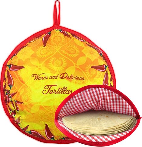 ZKOO 12" Tortilla Warmer Pouch, Insulated Tortillas Pouch for Tortillas, Tacos, Naan, Pizza Rolls, Microwavable Fabric Bag, Tortilla Warmer Keeps Food Warm for Up to 1 Hour (Yellow) in Kuwait