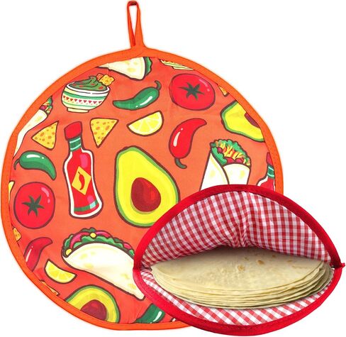 ZKOO 12" Tortilla Warmer Pouch, Insulated Tortillas Pouch for Tortillas, Tacos, Naan, Pizza Rolls, Microwavable Fabric Bag, Tortilla Warmer Keeps Food Warm for Up to 1 Hour (Yellow) in Kuwait