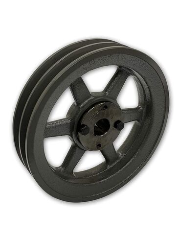 Double Groove 9.75" Cast Iron Electric Motor" H" Pulley/Sheave, Bushing Included, for 5/8" Top Width B/5L/BK/5LK Section V Belt, 2 Groove Pulley (7/8" Shaft / 0.875 Bore, 2BK100H) in Saudi Arabia