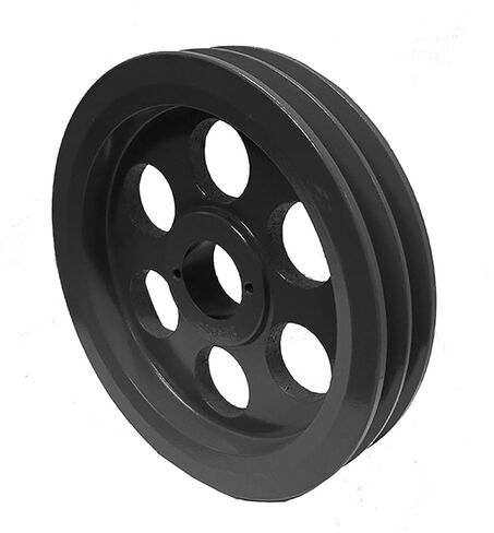 Double Groove 9.75" Cast Iron Electric Motor" H" Pulley/Sheave, Bushing Included, for 5/8" Top Width B/5L/BK/5LK Section V Belt, 2 Groove Pulley (7/8" Shaft / 0.875 Bore, 2BK100H) in Saudi Arabia