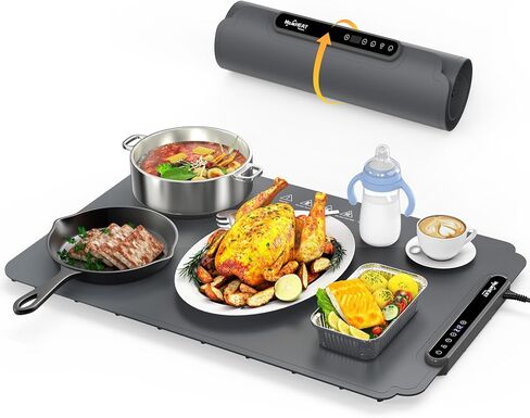 Food Warming Mat, Fast Heating Electric Warming Tray with 6 Level Temperature and 4 Hours Auto-Off, Nano Silicone Material, Full-Surface Heat, Food warmer mat for Buffet, Home Party, Dinner in Saudi Arabia
