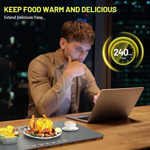 Food Warming Mat, Fast Heating Electric Warming Tray with 6 Level Temperature and 4 Hours Auto-Off, Nano Silicone Material, Full-Surface Heat, Food warmer mat for Buffet, Home Party, Dinner in Saudi Arabia