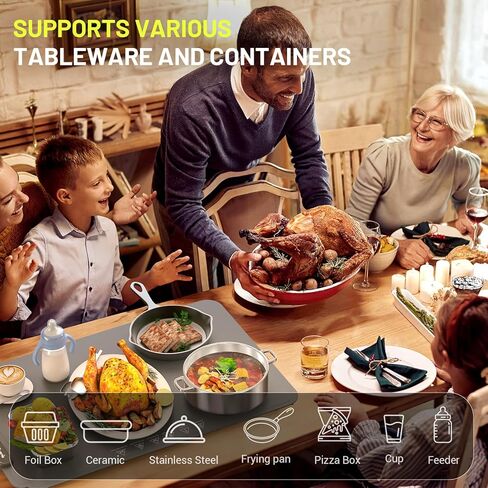 Food Warming Mat, Fast Heating Electric Warming Tray with 6 Level Temperature and 4 Hours Auto-Off, Nano Silicone Material, Full-Surface Heat, Food warmer mat for Buffet, Home Party, Dinner in Saudi Arabia