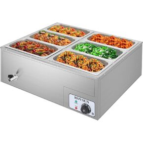 Bonnlo 42.3 QT 4 Pan Commercial Electric Food Warmer, Counter Top Electric Bain-Marie with Warming Plate, Steam Table Food Warmer for Catering, Parties Buffet and Restaurant, Stainless Steel, 1200W in Kuwait