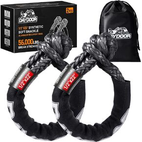 Daydoor 56،000 رطل مجموعة استرداد Soft Shackle ، 1/2 "× 22" (حزمة 2) مع حلقة خطف الألومنيوم 7075 ، ملحق Winch لجيب Wrangler ، Bronco ، 4Runner ، Tacoma ، ATV/UTV/Jeeps/SUVS ، 4 × 4 على الطرق الوعرة (الرمادي) in Kuwait