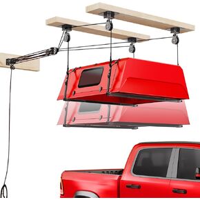 نظام رفع غطاء الشاحنة لسقف المرآب، رافعة مرآب ذكية ذات 4 نقاط ذاتية التسوية مع نظام رفع بكرة 8:1، رفع تخزين مرآب علوي سهل لشخص واحد لرف الشاحنة العلوي، 250 رطل in Kuwait