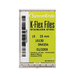 Kerr 15238 Stainless Steel Endo Hand K-Flex File Shape, 30 mm Length, 45 Tip, White (Pack of 6) in Kuwait