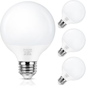 مصابيح إضاءة MAXvolador G25 LED مكافئة 60 وات، ضوء النهار الأبيض 5000K لمبة دائرية للحمام، 500LM E26 LED لمرآة المكياج، 4 عبوات غير قابلة للتعتيم in Kuwait