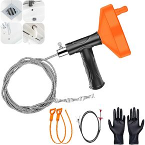 33 قدم استنزاف ثعبان اوجير، ثعبان السباكة الثقيلة للحوض والحوض والدش، أداة تنظيف الصرف مزيل السداد مع قفازات in Kuwait