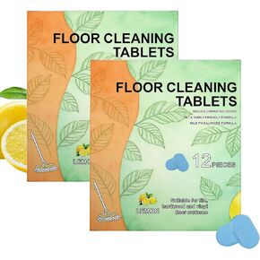24PCS Floor Cleaner Tablets Hard Floor Cleaner Tablets,Powerful Floor Cleaner Cleaning Solution for Tile, Vinyl, Hardwood,Compatible with Robot Mops & Wet/Dry Vacuums, Lemon Scented in Kuwait
