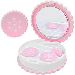 Contact Lens Case Travel Pack Portable Contacts Case Round Biscuit Organizer with Tweezers Removal Tool (Pink) in Kuwait
