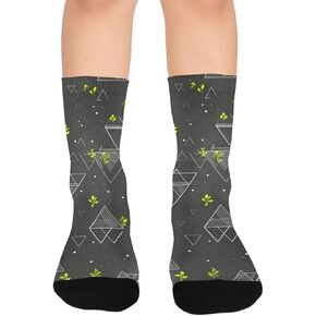 Geometric Floral Motif Grey Hiking Socks - Toddler Boys & Girls Warm Thick Thermal Winter Crew Socks for School, Daily Wear & Outdoor Activities in Kuwait