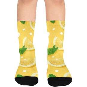 جوارب المشي لمسافات طويلة على شكل قلوب الليمون والنعناع الأصفر - جوارب شتوية حرارية سميكة دافئة للأولاد والبنات الصغار للمدرسة، والارتداء اليومي والأنشطة الخارجية in Kuwait