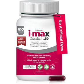 IMAX 150 mg Iron Supplement, 250 mg VIT C, 1000 mcg VIT B12, 30 Capsules, Treatment for Iron Deficiency Anemia, Once Daily Dosing in Saudi Arabia