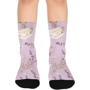 Lavender Tea Time Hiking Socks - Toddler Boys & Girls Warm Thick Thermal Winter Crew Socks for School, Daily Wear & Outdoor Activities in Kuwait