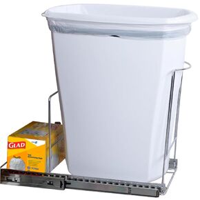 Pull-Out Trash Can for Cabinet -10 Gal / 40 qt – Heavy-Duty Chrome, Smooth Slide with Trash Bag Storage – Fits 11" Cabinet Opening (Bin Not Included) in Kuwait