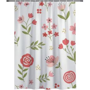 ستائر حمام من القماش بتصميم أوراق البولكا المنقطة مع خطافات، ستارة دش صيفية مقاومة للماء ريفية، قماش قابل للغسل للعطلات في منتصف القرن ستائر حديثة لديكور العطلات بوهو 60 × 72 بوصة in Kuwait