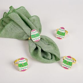 مجموعة حلقات مناديل بيض عيد الفصح مكونة من 6 قطع، حلقة حامل مناديل معدنية للربيع، وحفلات العشاء، والولائم، والمناديل، وأعياد الميلاد، وديكور الطاولة (بيض عيد الفصح) in Kuwait