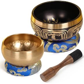 2-Pack Tibetan Singing Bowls Set - 100% Handmade in Nepal, Sound Bowl Meditation Set for Yoga, Chakra Healing, Meditation Gifts, Unique Gifts for Women in Kuwait