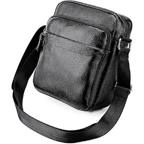 حقيبة رسول جلدية حقيقية للرجال كروس كتف كيس الكتف عرضة حقيبة يد صغيرة سحاب in Kuwait