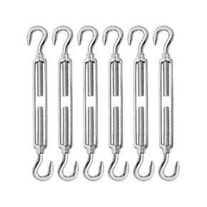 Stainless Steel Turnbuckle Tensioner, Heavy Duty Turnbuckles, Hook and Hook Turnbuckle for Cable Tent Installation Sun Shade Gardening Decoration（M6,6PCS） in Kuwait