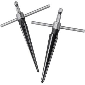 قطعتان من مخرطة دبوس الجسر، مجموعة مخرطة مستدقة بمقبض على شكل حرف T للجيتار، 6 مقبض ثقب دبوس جسر الجيتار المدبب 3-13 مم (1/8 بوصة - 1/2 بوصة) و5-16 مم in Kuwait