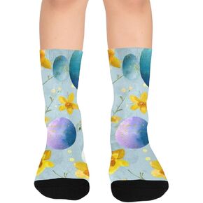 Gilded Spring Bloom Flowers Hiking Socks - Toddler Boys & Girls Warm Thick Thermal Winter Crew Socks for School, Daily Wear & Outdoor Activities in Kuwait