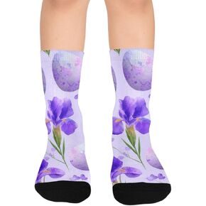 Watercolor Iris Easter Purple Hiking Socks - Toddler Boys & Girls Warm Thick Thermal Winter Crew Socks for School, Daily Wear & Outdoor Activities in Kuwait
