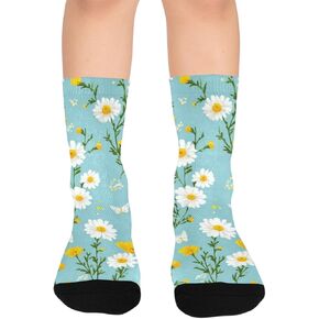 جوارب Sunny Daisy Bloom الزرقاء للمشي لمسافات طويلة - جوارب شتوية حرارية سميكة دافئة للأولاد والبنات للمدرسة، والارتداء اليومي والأنشطة الخارجية in Kuwait