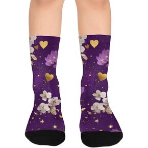 Purple Love Motif Hiking Socks - Toddler Boys & Girls Warm Thick Thermal Winter Crew Socks for School, Daily Wear & Outdoor Activities in Kuwait