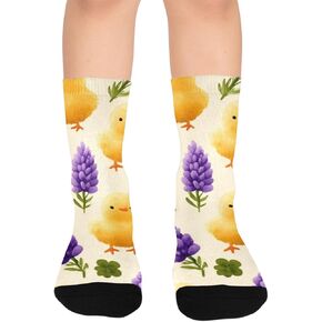 Chick Purple Lavender Hiking Socks - Toddler Boys & Girls Warm Thick Thermal Winter Crew Socks for School, Daily Wear & Outdoor Activities in Kuwait