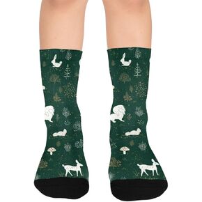 Dark Woodland Motif Hiking Socks - Toddler Boys & Girls Warm Thick Thermal Winter Crew Socks for School, Daily Wear & Outdoor Activities in Kuwait