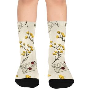 جوارب للمشي لمسافات طويلة على شكل حرف Vintage Bloom Flowers - جوارب شتوية حرارية سميكة دافئة للأولاد والبنات للمدرسة، والارتداء اليومي والأنشطة الخارجية in Kuwait