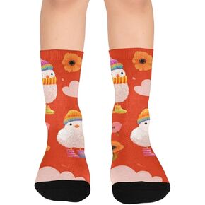 Winter Chick Flowers Art Hiking Socks - Toddler Boys & Girls Warm Thick Thermal Winter Crew Socks for School, Daily Wear & Outdoor Activities in Kuwait