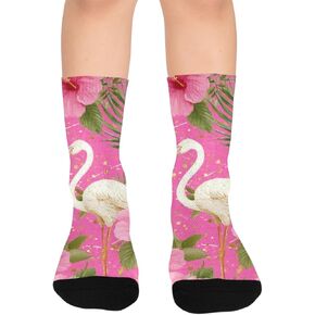Flamingo Hibiscus Bloom Hiking Socks - Toddler Boys & Girls Warm Thick Thermal Winter Crew Socks for School, Daily Wear & Outdoor Activities in Kuwait