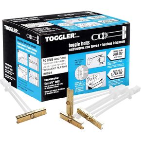 TOGGLER SNAPTOGGLE BM6 Toggle Anchor, Zync Alloy, Made in US, 3/8" to 3-5/8" Grip Range, For M6 (6mm) Fastener Size (Pack of 50) in Kuwait