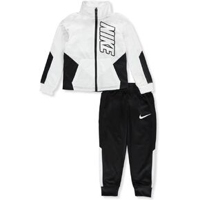 Nike Kids Boy's Color Block Full Zip Hoodie and Jogger Pants Two-Piece Track Set (Little Kids) Black/University Red 6 Little Kids in Saudi Arabia