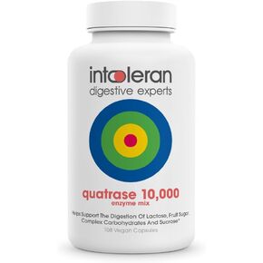 إنتوليران فوديميكس (كواتراز) الإنزيمات الهاضمة - 108 كبسولات | ملحق بجرعات عالية لعدم تحمل FODMAP | يساعد على هضم اللاكتوز والكربوهيدرات المعقدة | نقي ونباتي | انخفاض فودماب in Kuwait