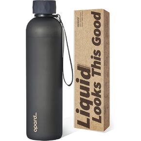 Opard Slim Water Bottle 32oz, Dishwasher Safe Plastic Water Bottle BPA-Free, Leakproof Screw Top, Charcoal Black, Reusable for Travel School Sport Gym Hiking in Kuwait