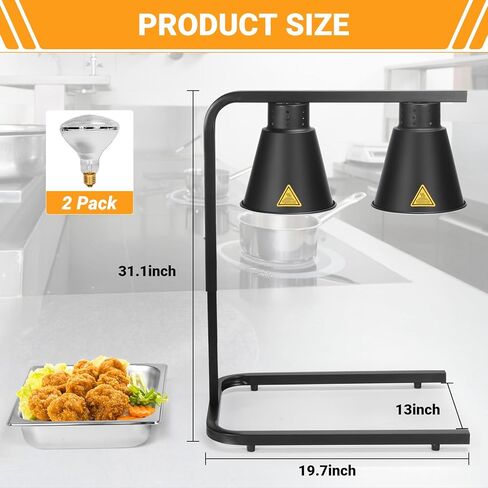 Yuanhao مصباح حراري قائم بذاته باللون الأسود مزود بمصباحين - 120 فولت، 500 وات (أسود) in Kuwait
