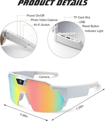 POV Glasses 4k Baseball with Camera Smart Glass for Men Women Sunglasses Cameras and Audio Video Action 2026 Upgrade Eyeglasses Running Style Meets Function Sports Cycling Hiking HD(Black) in Saudi Arabia